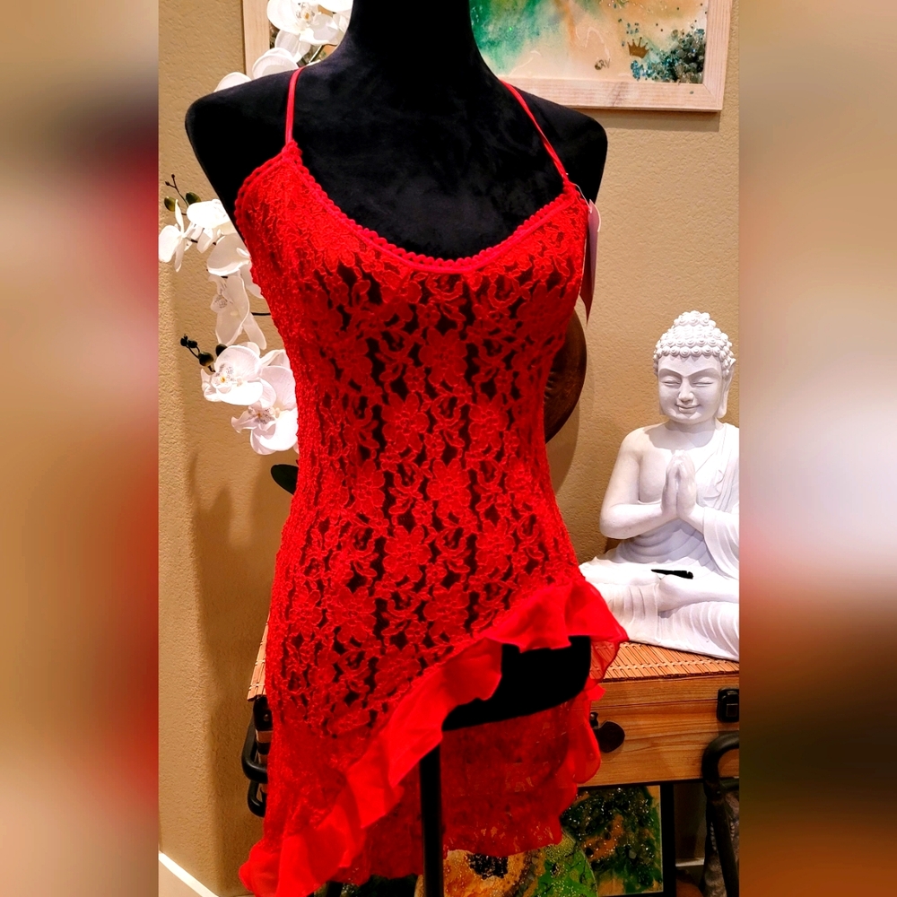 NWT Lace Asymmetrical Top - Red - S - Date Night!